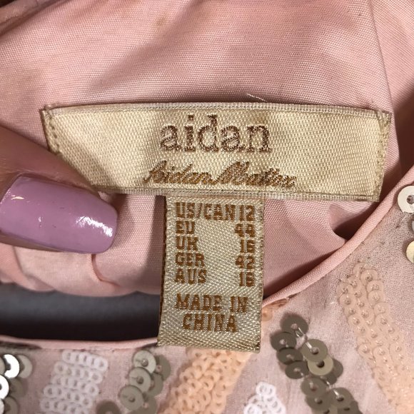 Aidan Mattox Blush Pink Fully Sequined Halter Neck Mini Cocktail Dress - Picture 4 of 12
